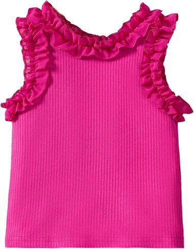 GORGLITTER Girl's Sleeveless Tees Crop Tops Round Neck Ribbed Knit Cute Tank Top in Saudi Arabia