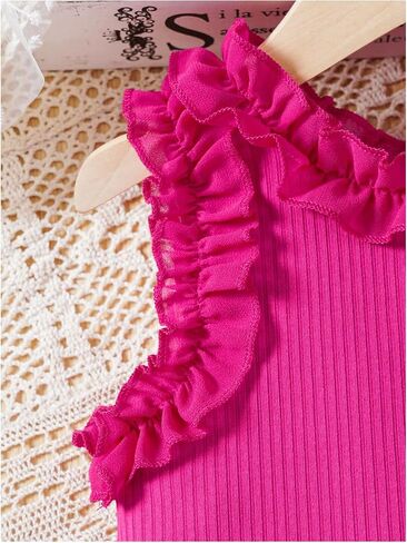 GORGLITTER Girl's Sleeveless Tees Crop Tops Round Neck Ribbed Knit Cute Tank Top in Saudi Arabia