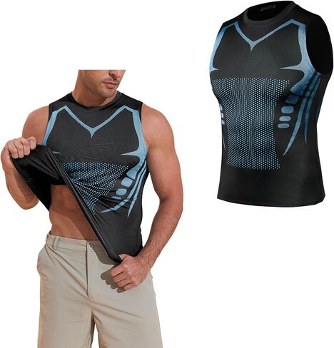 Beotyshow Ionic Shaping Sleeveless Shirt Gynecomastia Compression Shirts Slimming Body Shaper Vest Shapewear Tank Top Undershirts for Men in Saudi Arabia
