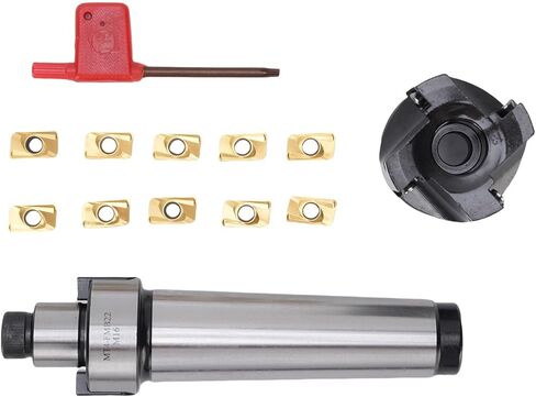 Face End Mill Set 400R-50-22 4 Flutes Face Milling Cutter MT4-FMB22 Holder with 10 APMT1604 Carbide Inserts for CNC Milling Machines Boring Drilling in Saudi Arabia
