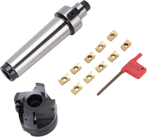 Face End Mill Set 400R-50-22 4 Flutes Face Milling Cutter MT4-FMB22 Holder with 10 APMT1604 Carbide Inserts for CNC Milling Machines Boring Drilling in Saudi Arabia