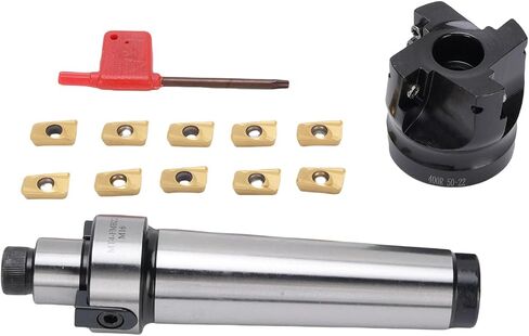 Face End Mill Set 400R-50-22 4 Flutes Face Milling Cutter MT4-FMB22 Holder with 10 APMT1604 Carbide Inserts for CNC Milling Machines Boring Drilling in Saudi Arabia