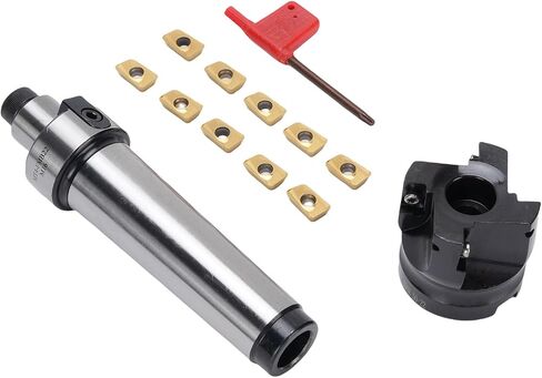 Face End Mill Set, MT4 FMB22 Face Mill Cutter Holder, 400R 50-22 4 Flutes CNC Lather End Milling Cutter with 10pc Carbide Inserts and High Hardness for Plate Cutting in Saudi Arabia