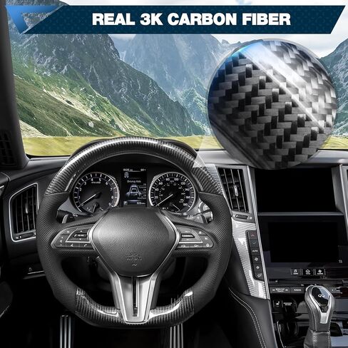 Carbon Fiber Steering Wheel for Infiniti G37 G37X 2007-2013, D-shaped Flat-bottom Nappa Perforated Leather Grip with Replacement Trim in Saudi Arabia