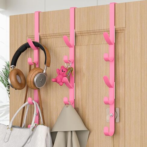 Over The Door Hooks, Metal Door Hooks for Hanging, Over The Door Purse Organizer for Door Coat Hanger, Back of Shower for Hanging Towel Rack Clothes, Hat, Bathroom, Closet (White-2Packs) in Kuwait
