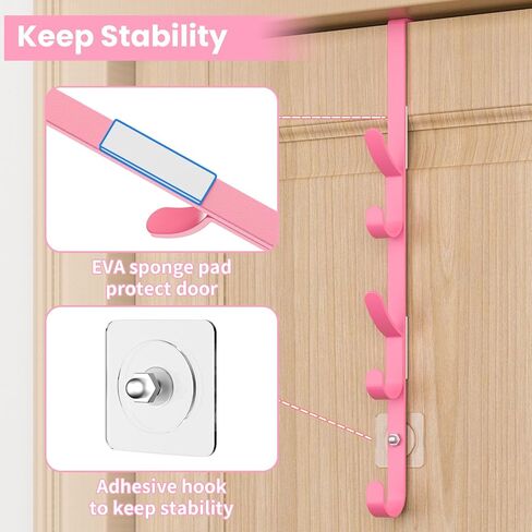 Over The Door Hooks, Metal Door Hooks for Hanging, Over The Door Purse Organizer for Door Coat Hanger, Back of Shower for Hanging Towel Rack Clothes, Hat, Bathroom, Closet (White-2Packs) in Kuwait