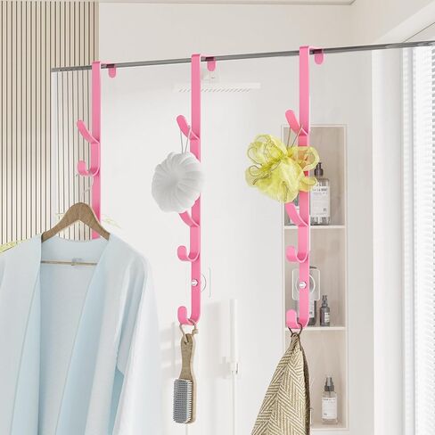 Over The Door Hooks, Metal Door Hooks for Hanging, Over The Door Purse Organizer for Door Coat Hanger, Back of Shower for Hanging Towel Rack Clothes, Hat, Bathroom, Closet (White-2Packs) in Kuwait