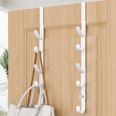 Over The Door Hooks, Metal Door Hooks for Hanging, Over The Door Purse Organizer for Door Coat Hanger, Back of Shower for Hanging Towel Rack Clothes, Hat, Bathroom, Closet (White-2Packs) in Kuwait