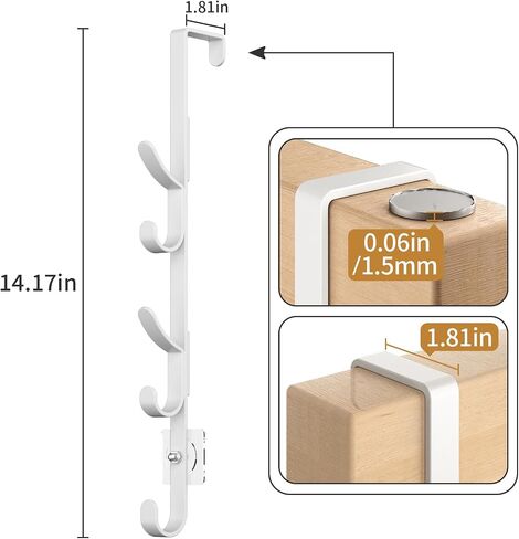 Over The Door Hooks, Metal Door Hooks for Hanging, Over The Door Purse Organizer for Door Coat Hanger, Back of Shower for Hanging Towel Rack Clothes, Hat, Bathroom, Closet (White-2Packs) in Kuwait