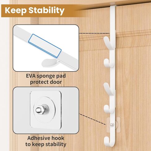 Over The Door Hooks, Metal Door Hooks for Hanging, Over The Door Purse Organizer for Door Coat Hanger, Back of Shower for Hanging Towel Rack Clothes, Hat, Bathroom, Closet (White-2Packs) in Kuwait