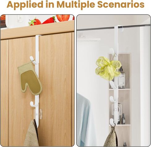 Over The Door Hooks, Metal Door Hooks for Hanging, Over The Door Purse Organizer for Door Coat Hanger, Back of Shower for Hanging Towel Rack Clothes, Hat, Bathroom, Closet (White-2Packs) in Kuwait