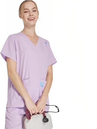 DEEYOTA Medical Scrubs for Women,Scrubs for Women Set，Highly Elastic and Breathable,Moisture Wicking.(Blue Gray)(L) in Saudi Arabia