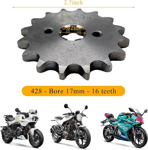 Motorcycle Front Engine Sprocket, 428-17T 17mm Mini Bike ATV Sprocket with Washer & 2 Bolts, Engine Sprocket for 50cc 70cc 90cc 125cc 140cc 160cc Quard Dirt Bike Motorcycle in Saudi Arabia