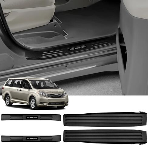 Zzeqyg 4 PCS ABS ABS Carbon Carbon Fiber Sill Protector متوافق مع Toyota Sienna 2021 2022 2023 2024 2025 إكسسوارات حراس عتبة الباب in Kuwait