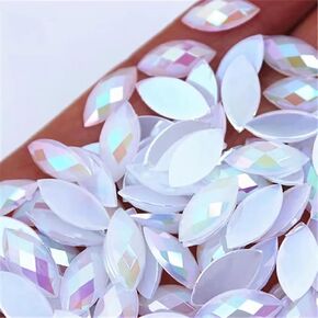 100 Pcs 15x7mm AB Colorful Jewels Gems Rhinestones for Crafts, Horse Eye Flatback Acrylic Gemstone for Halloween Party Decorations Clothing Wedding Dress DIY Crafting Accessories(00 Mixed Color) in Kuwait