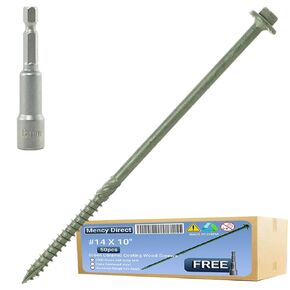 [حزمة من 50] مسامير هيكلية خشبية 14 × 6 ، رأس سداسي ثقيل خضراء/خشب/خشب/سجل/مناظر طبيعية خشبية ، مقاومة للصدأ ، مقبس سداسي مضمّن بت. in Kuwait