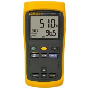 Fluke-51-2 60HZCAL 51-2 مقياس حرارة رقمية مدخلات واحدة ، 3 بطارية AA ، -418 إلى 2501 درجة F ، ورفض الضوضاء 60 هرتز مع شهادة معايرة يمكن تتبعها مع البيانات مع البيانات in Kuwait