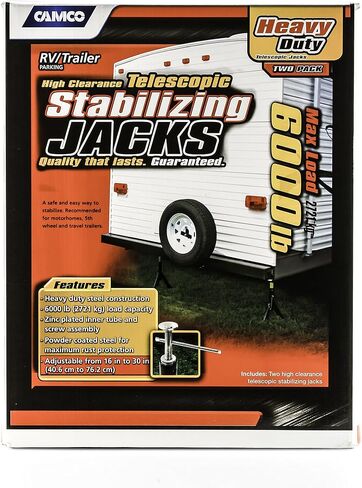 Eaz-Lift Camco Telescopic RV Jack, Set of 2 - Adjusts from 16-inches to 30-inches - Featues a 6,000 lb. Load Capacity (48864) in Kuwait