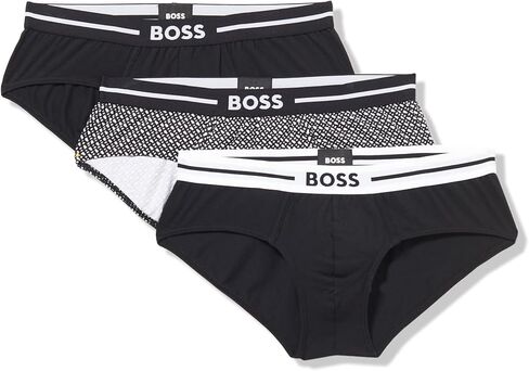 BOSS 3-pack Multi Design Bold Logo Hipster Briefs, pinetree green/black, M in Saudi Arabia