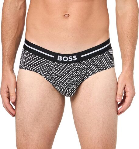 BOSS 3-pack Multi Design Bold Logo Hipster Briefs, pinetree green/black, M in Saudi Arabia
