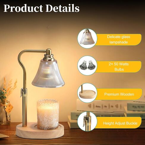 مصباح شمعة دافئ مع ارتفاع قابل للتعديل - مصباح شموع كهربائي أكثر دفئًا مع مؤقت و dimmer لارتفاع الاحترار الشمع المعطر ، ديكور المنزل وهدايا عيد ميلاد الاحترار للنساء للنساء عيد الأم in Kuwait