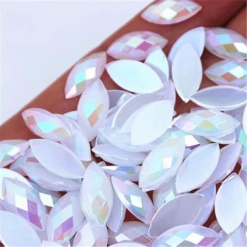 100 Pcs 15x7mm AB Colorful Jewels Gems Rhinestones for Crafts, Horse Eye Flatback Acrylic Gemstone for Halloween Party Decorations Clothing Wedding Dress DIY Crafting Accessories(00 Mixed Color) in Kuwait