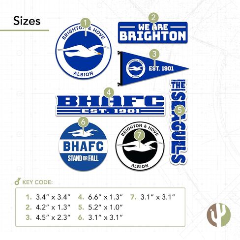 Desert Cactus Brighton & Hove Albion Sticker Bhafc Seagulls نادي كرة القدم شارات فينيل المحمول زجاجة ماء القرص مروحة الرسمية Gear T2 (النوع 2-3) in Saudi Arabia