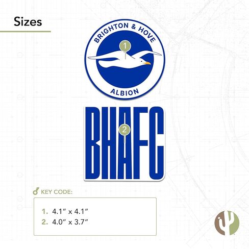 Desert Cactus Brighton & Hove Albion Sticker BHAFC Seagulls Football Club Decal Vinyl Laptop Water Bottle Car Scrapbook Official Fan Gear (4 inch B) in Saudi Arabia