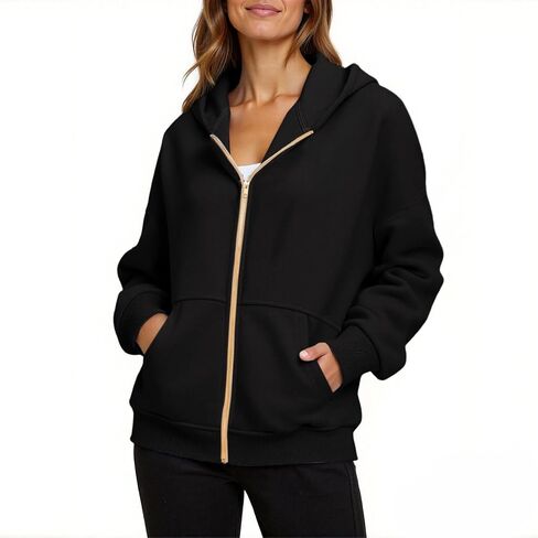 SHOPESSA Zip Up Hoodie Women Long Sleeve Hooded Sweatshirt with Pockets Casual Full Zip Lightweight Outwear Fall Jackets 2025 in Kuwait