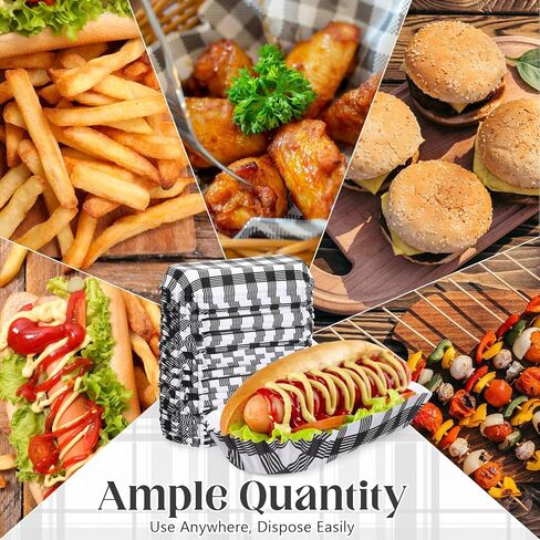 Yinkin 300 Pcs Paper Hot Dog Trays 6 Inch Food Trays Concession Stand Supplies Disposable Hot Dog Holder Paper Hotdog Boats Rectangular Fluted Liners for Takeout Food(Orange,Checkered) in Saudi Arabia