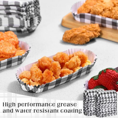 Yinkin 300 Pcs Paper Hot Dog Trays 6 Inch Food Trays Concession Stand Supplies Disposable Hot Dog Holder Paper Hotdog Boats Rectangular Fluted Liners for Takeout Food(Orange,Checkered) in Saudi Arabia