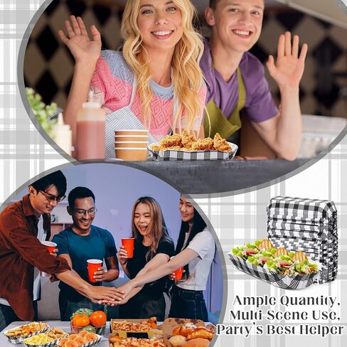 Yinkin 300 Pcs Paper Hot Dog Trays 6 Inch Food Trays Concession Stand Supplies Disposable Hot Dog Holder Paper Hotdog Boats Rectangular Fluted Liners for Takeout Food(Orange,Checkered) in Saudi Arabia