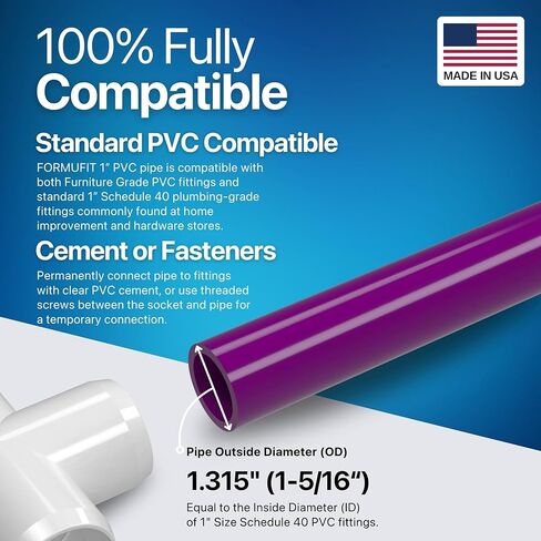 FORMUFIT PVC Pipe, 1" Size, (1.315" Actual OD) Sch 40 Furniture Grade, Black (40"L x 3-Pack) DIY Structural for Greenhouse, Garden, Dog Agility and Maker Projects - P001FGP-BK-40x3 in Saudi Arabia
