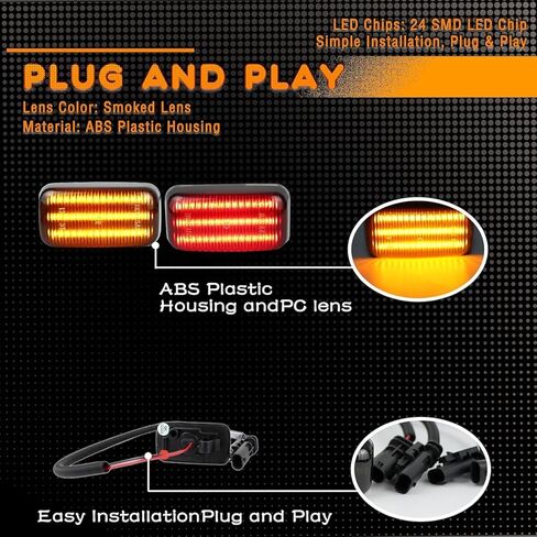 Amber&Red LED Front & Rear Fender Side Marker Lights Kit for Chevy Silverado GMC Sierra 2500HD 3500HD Dually Bed Fender Side Markers 2015-2023,Smoked Lens Side Bumper Marker Lamps (A STYLE) in Saudi Arabia