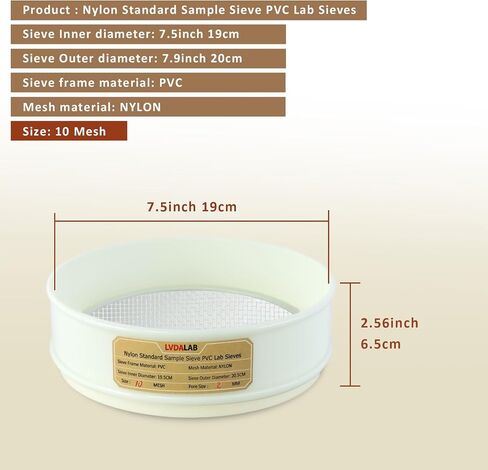 PVC Nylon Lab Sieve Pan with Lid, 7.9in(20cm) Diameter Sample Sifter Strainer for Industrial Lab Home in Saudi Arabia