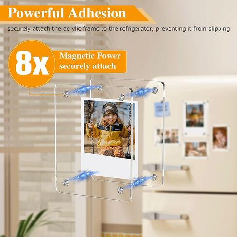 eWonLife 4x6 Acrylic Magnetic Photo Frames for Refrigerator, 4-Pack Clear Two Side Frameless Picture Frames for Home Decor and Picture Display in Kuwait