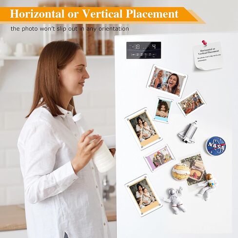 eWonLife 4x6 Acrylic Magnetic Photo Frames for Refrigerator, 4-Pack Clear Two Side Frameless Picture Frames for Home Decor and Picture Display in Kuwait