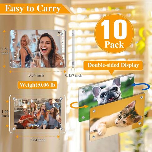 eWonLife 4x6 Acrylic Magnetic Photo Frames for Refrigerator, 4-Pack Clear Two Side Frameless Picture Frames for Home Decor and Picture Display in Kuwait