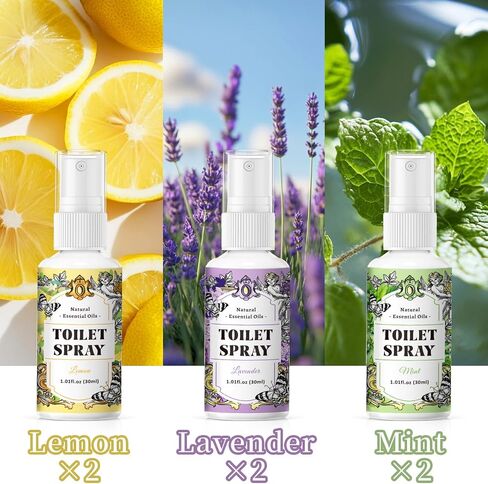 SCENTORINI Air Freshener Spray for Bathroom, Toilet Spray for Poo Odor Eliminator, 1 Lemon & 1 Lavender & 1 Mint, 1 oz Bottles, Travel Size 3 Pack in Saudi Arabia