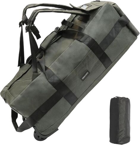 80L Rolling Duffle Bag with Wheels - 31" Heavy-Duty Foldable Travel Duffel Bag, Water-Resistant Wheeled Luggage with Shoulder Straps & Pockets for Camping, Gym, Airplane (Black) in Saudi Arabia