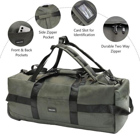 80L Rolling Duffle Bag with Wheels - 31" Heavy-Duty Foldable Travel Duffel Bag, Water-Resistant Wheeled Luggage with Shoulder Straps & Pockets for Camping, Gym, Airplane (Black) in Saudi Arabia