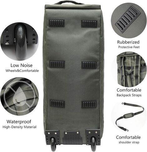 80L Rolling Duffle Bag with Wheels - 31" Heavy-Duty Foldable Travel Duffel Bag, Water-Resistant Wheeled Luggage with Shoulder Straps & Pockets for Camping, Gym, Airplane (Black) in Saudi Arabia