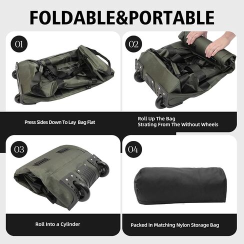 80L Rolling Duffle Bag with Wheels - 31" Heavy-Duty Foldable Travel Duffel Bag, Water-Resistant Wheeled Luggage with Shoulder Straps & Pockets for Camping, Gym, Airplane (Black) in Saudi Arabia