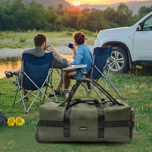 80L Rolling Duffle Bag with Wheels - 31" Heavy-Duty Foldable Travel Duffel Bag, Water-Resistant Wheeled Luggage with Shoulder Straps & Pockets for Camping, Gym, Airplane (Black) in Saudi Arabia