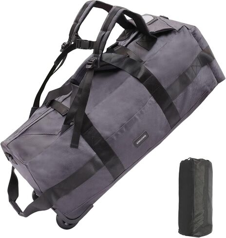 80L Rolling Duffle Bag with Wheels - 31" Heavy-Duty Foldable Travel Duffel Bag, Water-Resistant Wheeled Luggage with Shoulder Straps & Pockets for Camping, Gym, Airplane (Black) in Saudi Arabia