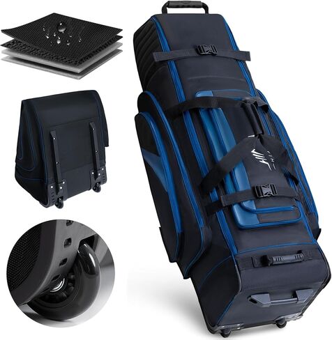 Soft-Sided Golf Travel Bag Cover with Wheels, 1680D Material with Padded Head and Leather Accents, Foldable Travel Golf Bags for Airlines in Saudi Arabia