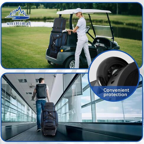 Soft-Sided Golf Travel Bag Cover with Wheels, 1680D Material with Padded Head and Leather Accents, Foldable Travel Golf Bags for Airlines in Saudi Arabia