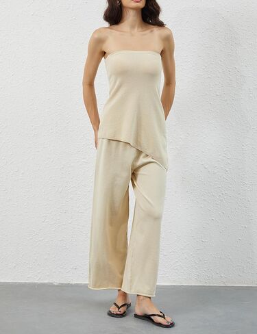 مجموعتان من قطعتين للنساء أنبوب قمم وسراويل صالة سترة مجموعة الصيف شاطئ العطلات السفر in Kuwait