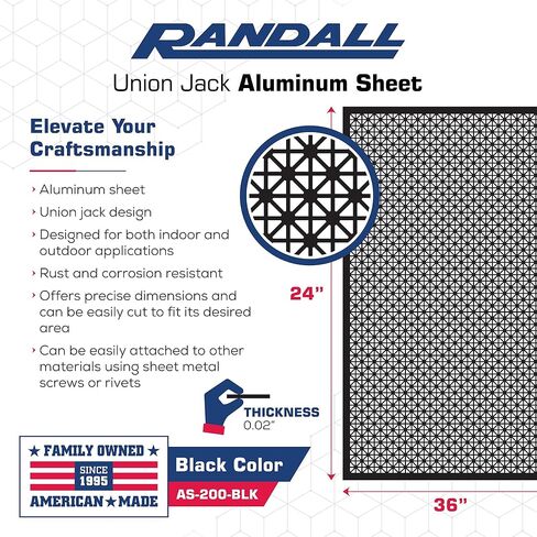 Perforated Aluminum Sheet | Union Jack Design | 24 x 36 inches | .020" Thick | Black | Great for Indoor & Outdoor Use | Made in The USA in Saudi Arabia