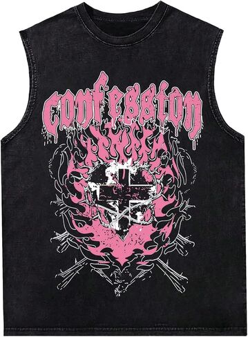 GORGLITTER Men's Star Letter Graphic Vest Top Crewneck Tank Tops Sleeveless Street Tops in Saudi Arabia